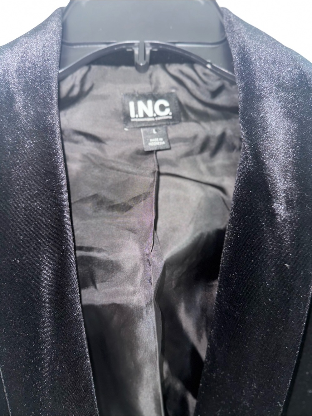 INC International Concepts Black Velvet Shawl-Collar Blazer - Picture 2 of 4